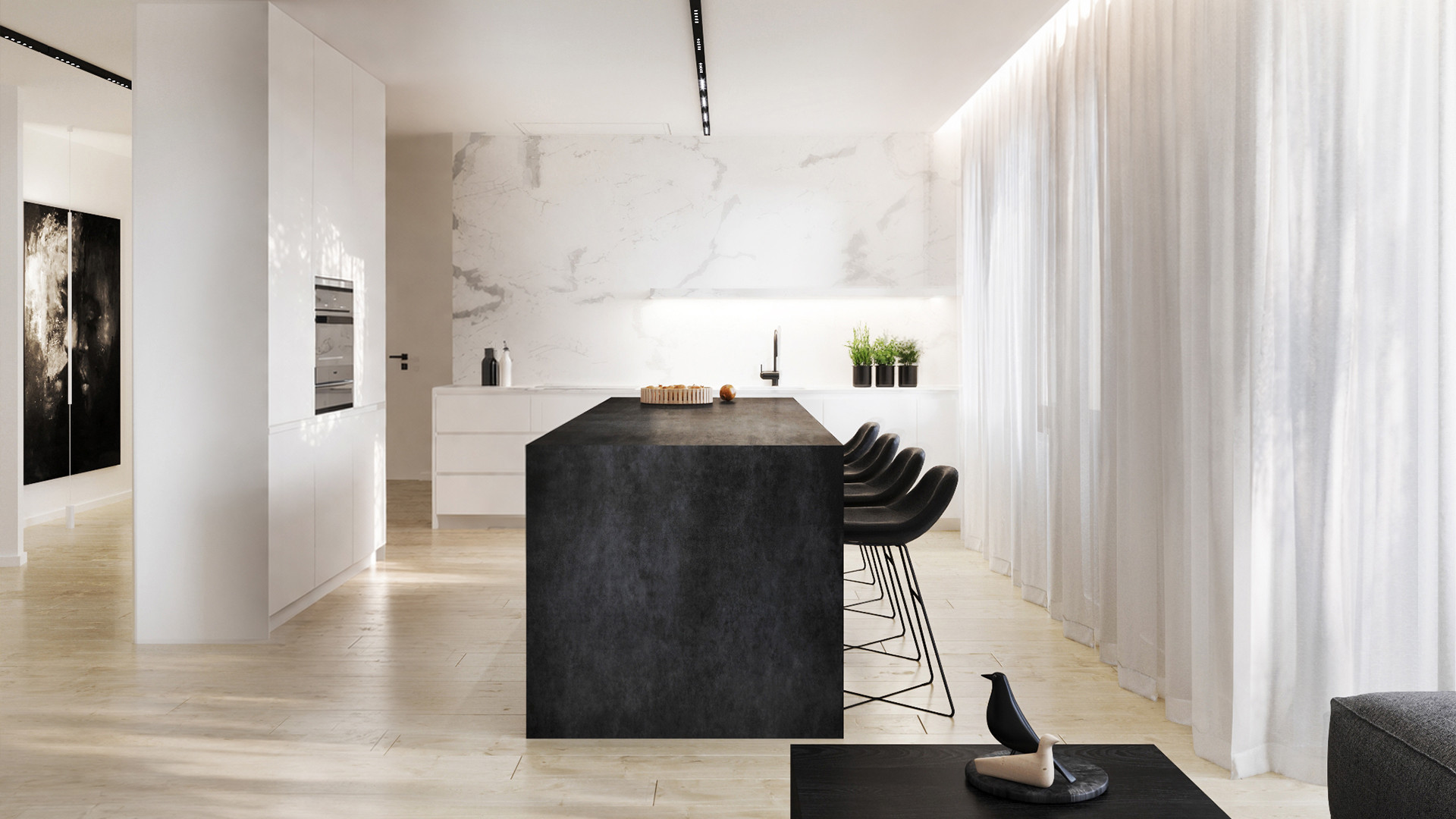 Apartament Warszawa – minimalistyczna przestrzeń z biblioteką