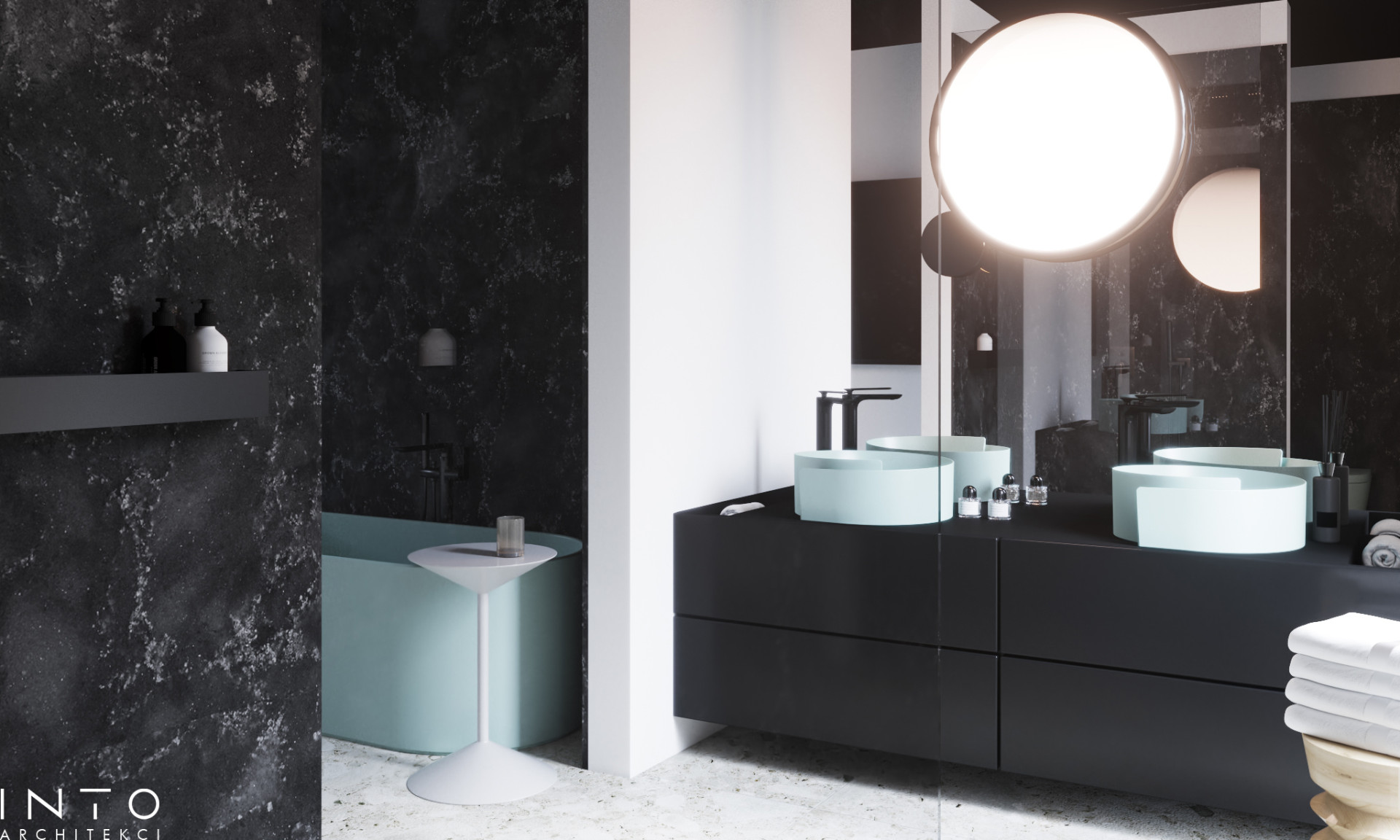 Wnętrza domu w Gdańsku z czarnym sufitem – nowoczesny projekt 360 m²