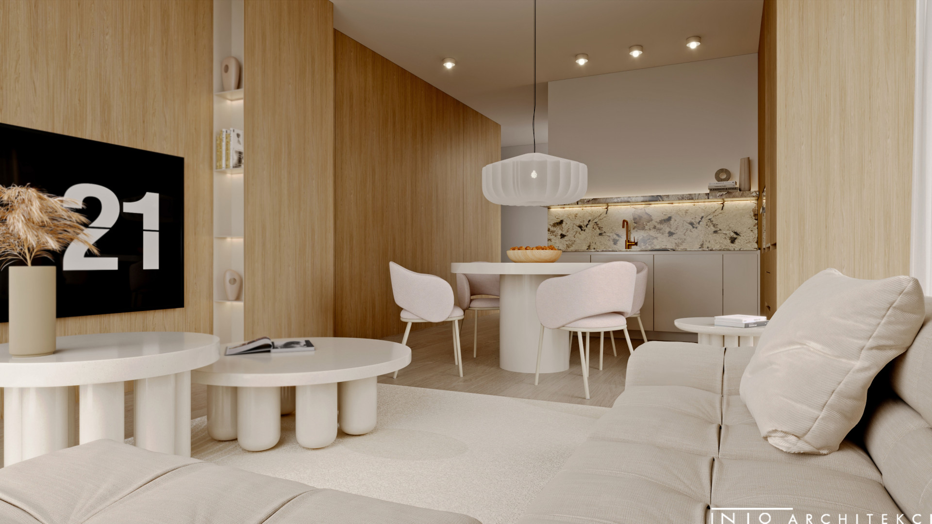 Apartament w Gdańsku w stylu japandi – projekt wnętrza nad morzem