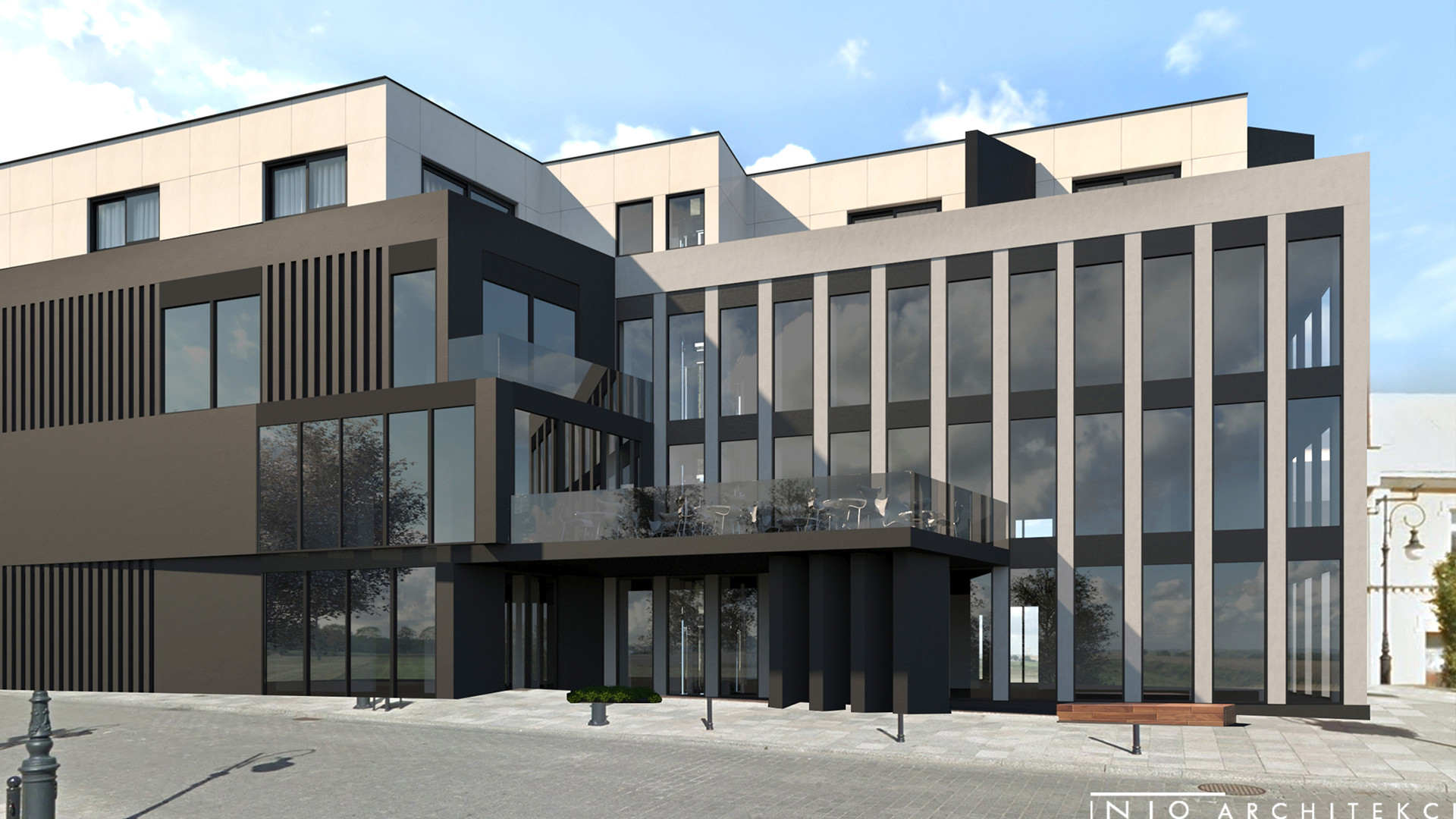 Projekt budynku usługowo-mieszkalnego – konkurs, 2300 m²